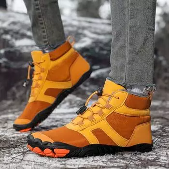 Большие размеры 36-47 унисекс зимние походные ботинки для босых ног водонепроницаемые зимние ботинки женские плюшевые теплые ботинки по щиколотку нескользящие уличные ботинки с широким носком 36 чёрный