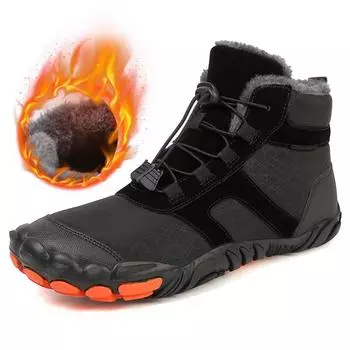 Большие размеры 36-47 унисекс зимние походные ботинки для босых ног водонепроницаемые зимние ботинки женские плюшевые теплые ботинки по щиколотку нескользящие уличные ботинки с широким носком 47 чёрный