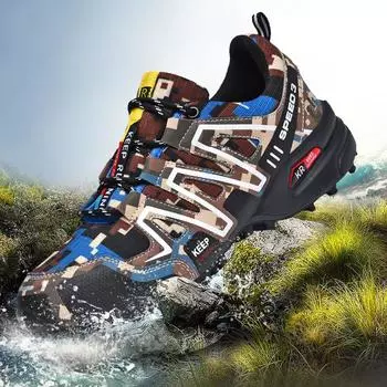 Большие размеры 39-48, походные кроссовки для мужчин, камуфляжные кроссовки для спорта на открытом воздухе, беговые кроссовки для скалолазания для мужчин, нескользящие кроссовки для бега, тренировочные ботинки 46 коричневый