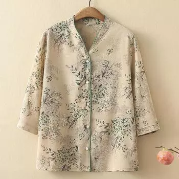 Большие размеры 3XL-8XL, элегантные блузки для женщин, свободные винтажные рубашки с длинным рукавом, летняя одежда для женщин среднего возраста 3XL