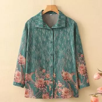 Большие размеры 3XL-8XL, летние блузки большого размера для женщин, повседневные рубашки, свободные винтажные топы с длинными рукавами, летняя одежда для женщин среднего возраста 3XL