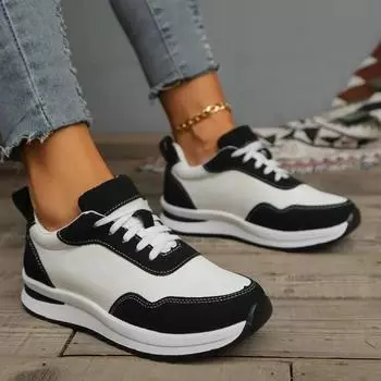 Большие размеры 43, женские новые осенние модные кроссовки на шнуровке, женские спортивные туфли на плоской подошве, повседневные, на толстой подошве, для ходьбы, женские вулканизированные туфли 36