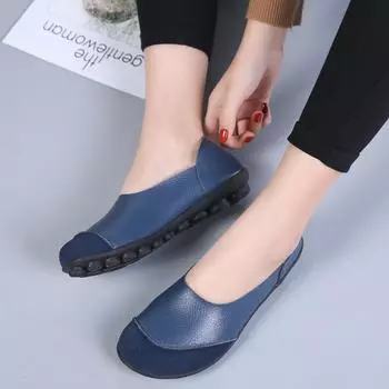 Большие размеры 44 Туфли для женщин Осенние мокасины Плоские женские лоферы Натуральная кожа Женская повседневная обувь Слипоны Балетки Медсестринские туфли 35 красный