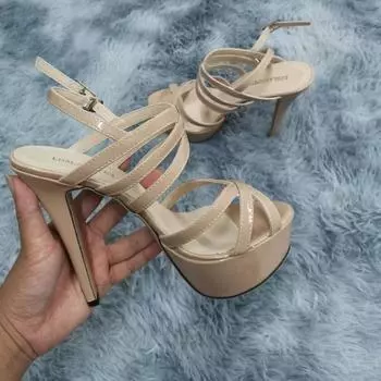 Большие размеры 44 женские сандалии для ночного клуба ультрамодные 14 см супер высокие каблуки на платформе с ремешком на щиколотке босоножки сексуальные туфли-лодочки для невесты 35 белый