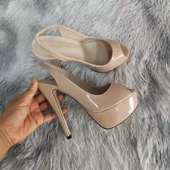 Большие размеры 44 женские туфли-лодочки на шпильках 14 см на платформе, очень высокие каблуки, сексуальные босоножки с открытым носком, гладиаторские вечерние платья, женская обувь 35