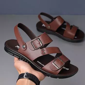 Большие размеры 454647 сандалии мужские новые летние повседневные универсальные туфли мужские сандалии двойного назначения пляжная обувь 38 чёрный