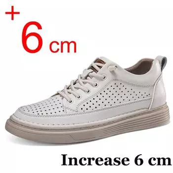 Большие размеры 45 46, мужские кроссовки для увеличения роста, летние, из коровьей кожи, повседневные, спортивные, мужские, 6 см, кроссовки для увеличения роста, мужские 38