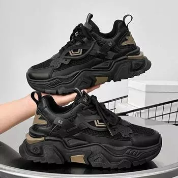 Большие размеры 45, массивные кроссовки для мужчин, кроссовки для бега, модная повседневная кожаная сетка, дышащая, увеличенная высота, спортивная обувь на плоской платформе 39 бежевый