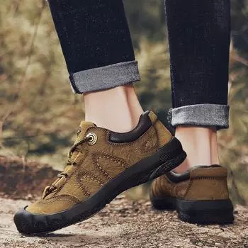 Большие размеры 46, уличная повседневная обувь, мужская винтажная деловая кожаная обувь, мужская обувь из натуральной кожи, водонепроницаемая нескользящая походная обувь 38