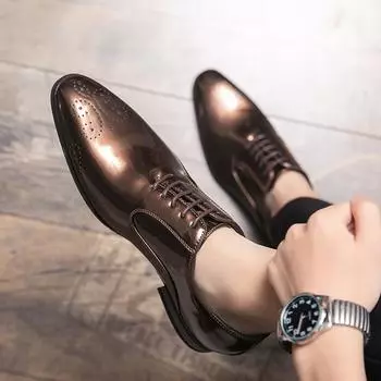 Большие размеры 47 48 лакированные мужские свадебные туфли мужские золотисто-красные оксфорды дизайнерские туфли с острым носком удобные модельные туфли 38 красный