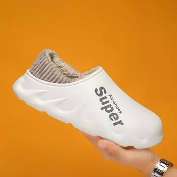 Большие размеры 4849 зимние мужские тапочки теплые меховые домашние тапочки для мужчин модные плюшевые домашние хлопковые туфли женские тапочки новые 36-37 чёрный