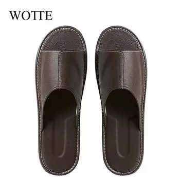 Большие размеры 48 49 50 Тапочки мужские из коровьей кожи для дома, мужские тапочки для дома, женские тапочки для мужчин, роскошные мягкие туфли на плоской подошве 35-36 кларет