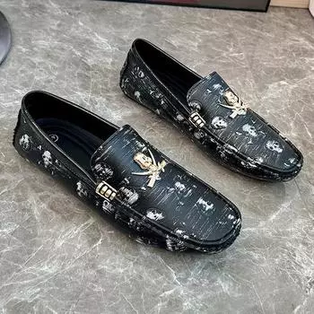 Большие размеры 48, новые мужские туфли Doudou, ленивые однопедальные модные универсальные мокасины, мужская повседневная кожаная обувь 38 синий