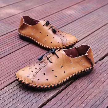 Большие размеры 4950, летние мужские туфли Doudou с полым носком, мужские повседневные кожаные туфли с одной педалью, модные повседневные кожаные туфли 38 чёрный