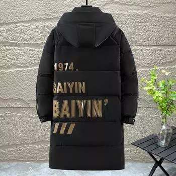 Большие размеры 4XL-10XL, модные мужские длинные парки, зимняя верхняя одежда больших размеров с капюшоном, повседневное свободное толстое теплое зимнее пальто 4XL чёрный