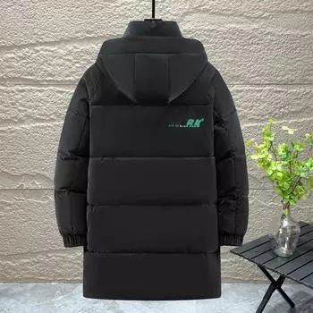 Большие размеры 4XL-10XL Модные мужские длинные пальто Зимние большие верхние одежды с капюшоном Повседневные свободные толстые теплые зимние парки 4XL чёрный