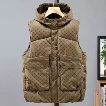 Большие размеры 4XL-10XL зимние парки без рукавов для мужчин, топы, куртка с капюшоном, повседневный толстый теплый жилет большого размера для мужчин, верхняя одежда 4XL чёрный