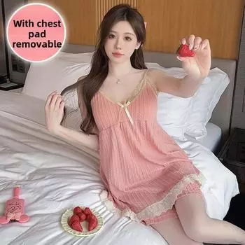 Большие размеры 4XL 5XL Летняя пижама с нагрудной подкладкой Женская домашняя одежда Сексуальные однотонные кружевные топы и шорты Комплект из 2 предметов Одежда для сна M
