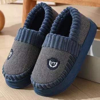Большие размеры 50-51 мужские домашние тапочки зимние нескользящие толстые подошвы домашние теплые плюшевые хлопковые тапочки для мужчин домашняя обувь для спальни 38-39