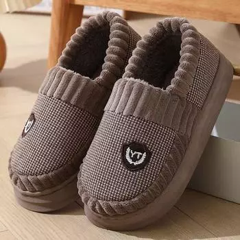 Большие размеры 50-51 мужские домашние тапочки зимние нескользящие толстые подошвы домашние теплые плюшевые хлопковые тапочки для мужчин домашняя обувь для спальни 38-39