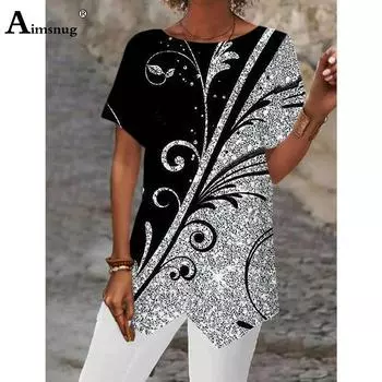 Большие размеры 5xl, женские повседневные льняные рубашки, модель с 3D-принтом, блузка с коротким рукавом, асимметричный топ, женская туника, blusas Femme Clothing 2023 S