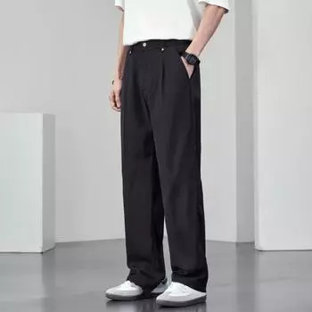 Большие размеры 8XL Мужские брюки Весенне-летняя мода Мужские повседневные брюки Мужские свободные прямые брюки XXL чёрный