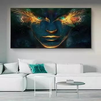 Большие размеры абстрактный лик Бога с золотым глазом постер и принты портрет холст живопись искусство скандинавская стена для гостиной декор без рамки 20*40cm No Frame