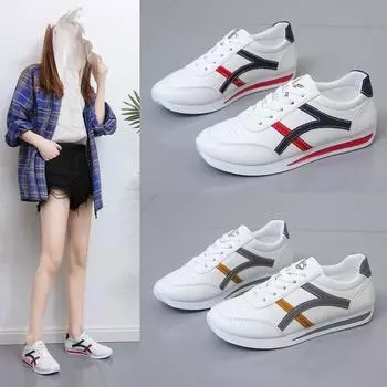 Большие размеры Белые туфли для женщин, дышащие цветные модные белые студенческие спортивные и повседневные туфли на плоской подошве 35