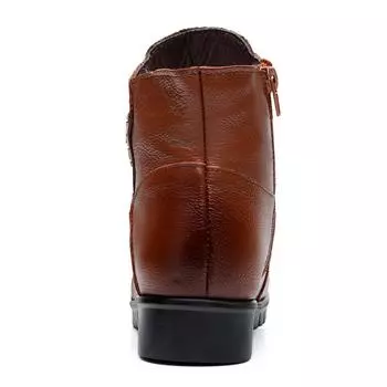 Большие размеры ботильоны для женщин осень-зима обувь женская натуральная кожа теплые платформы плоские ботинки женские ботинки uik90 35 чёрный