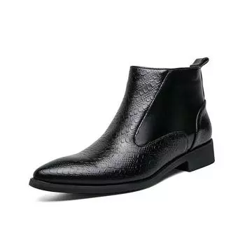 Большие размеры Ботинки Челси Мужские британские остроносые ботинки Размер 38-48 Ботинки Мартин Короткие ботинки Высокие кожаные туфли на молнии 38