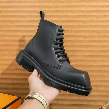 Большие размеры Ботинки Martin мужские осенние высокие повседневные британские локомотивные туфли ретро модный бренд увеличивающие высоту головы кожаные ботинки 38