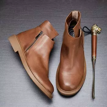 Большие размеры Ботинки Martin мужские Tide британский стиль мужские туфли инструментальные флисовые теплые ретро кожаные высокие кожаные ботинки 38 коричневый