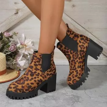 Большие размеры Ботинки Martin женская верхняя одежда осень-зима 2024 новые одинарные ботинки с леопардовым принтом повседневные женские ботинки 36 цветной печати леопарда
