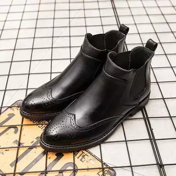 Большие размеры Brock гравированный тренд британская корейская версия зимние новые мужские ретро кожаные туфли высокие кожаные ботинки мужские 38