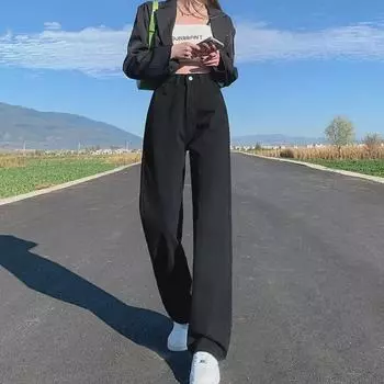 Большие размеры, черные, с высокой талией, широкие джинсы с драпировкой для женщин X-Large