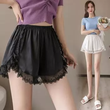 Большие размеры, черные защитные брюки с антибликовым покрытием, женские свободные летние шорты из тонкого ледяного шелка для студентов, которые могут носить их на улице, дома XL