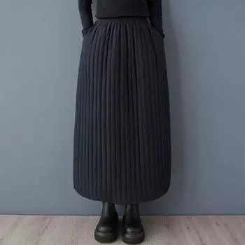 Большие размеры, черный, хлопок, высокая талия, винтаж, весна, осень, зима, повседневная, свободная, длинная, для женщин, юбки, женская юбка