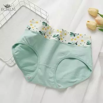 Большие размеры чистого хлопка нижнее белье трусы для женщин с принтом высокая талия живот корректирующие бесшовные хлопковые трусы 2XL