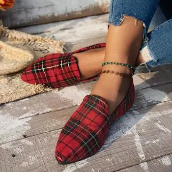 Большие размеры, цветные, повседневные туфли на плоской подошве, женские туфли с закрытым носком и одной педалью 36 красный