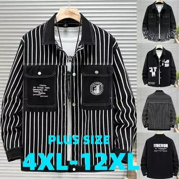 Большие размеры для больших и высоких мужчин джинсовая куртка рабочая одежда повседневное пальто свободного покроя с воротником 4XL-12XL 12XL
