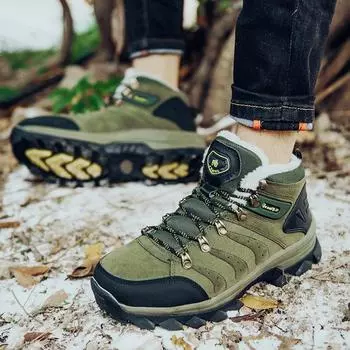 Большие размеры для отдыха на открытом воздухе, высокие бархатные походные туфли, модная обувь для пар, для спорта на открытом воздухе, походные ботинки 36 коричневый