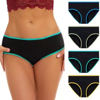 Большие размеры для женщин, впитывающие водонепроницаемые жидкие бесследные трусики с низкой талией, треугольные физиологические трусики, 4 шт. L разноцветный