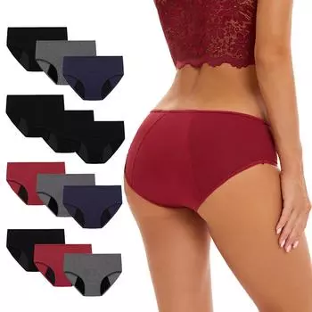 Большие размеры для женщин, впитывающие водонепроницаемые жидкие трусики с низкой талией, треугольные физиологические трусики, 3 шт. L чёрный