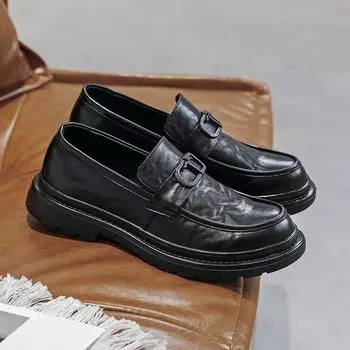 Большие размеры Doudou Shoes 45 Мужские черные кожаные туфли на плоской подошве с мягкой подошвой Мужские маленькие кожаные туфли 46 на толстой подошве 3518-T 38 чёрный