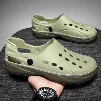 Большие размеры дырок обувь мужская большого размера толстая подошва верхняя одежда повседневные дышащие сандалии летняя новая спортивная пляжная обувь 39