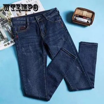 Большие размеры Джинсы Женские Узкие Джинсы Узкие Брюки Узкие Джинсы Женские Джинсы с Эластичной Талией 32