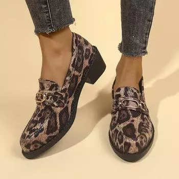 Большие размеры европейские и американские новые толстые каблуки женские туфли на все времена года с заостренной металлической пряжкой корейская версия мода британский стиль работа любовь 36 чёрный