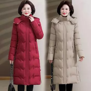 Большие размеры хлопчатобумажной подкладки для женщин, длинные фасоны для женщин, зимняя корейская версия, застежка на талии XL чёрный