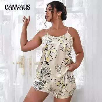 Большие размеры, имитация шелкового пижамного костюма, женская мода, повседневные шорты с принтом, домашняя одежда, сексуальные платья с открытой спиной и лямкой на шее