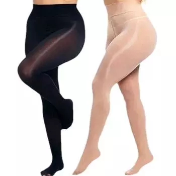 Большие размеры колготок женские блестящие чулки 3XL чёрный